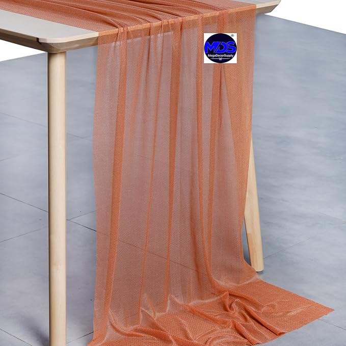 MDS 20 Pack 10ft Chiffon Table Runner 29 x 120 Inches Sheer Wedding Runner Romantic Rustic Table Runner for Wedding Decorations, Birthday Parties, Bridal Shower Party Arch Decor - Coral Peach