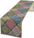 Boho Bohemian Table Runner, Vintage Indian Floral Print Table Cover for Farmhouse Kitchen Dining Table Decor Holiday Party, 13x90inch