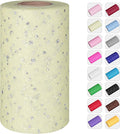 Glitter Tulle Rolls, 6' by 50 Yards (150FT) Sequin Tulle Netting Fabric for Tutu Skirts Sewing Birthday Wedding Party Decoration (Ivory)