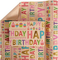 Colorful Birthday Wrapping Paper Roll, Gold, 17 Inch X 16.4 Feet