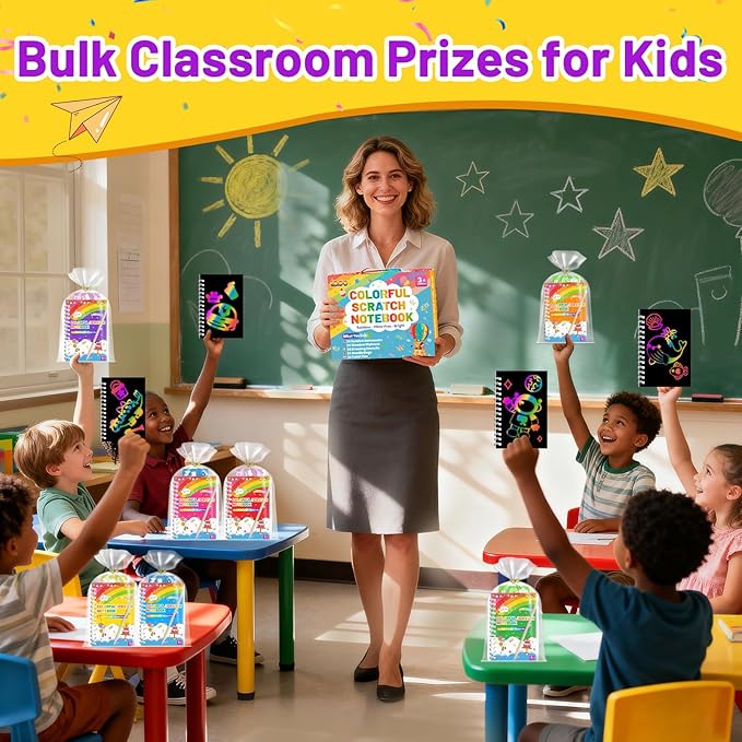 Party Favors for Kids: 36 Pack Scratch Art Notebooks with Rainbow Colors, 2-in-1 Coloring & Scratch Books, Bulk Birthday Gifts, Goodie Bags, Classroom Prizes for Boys & Girls