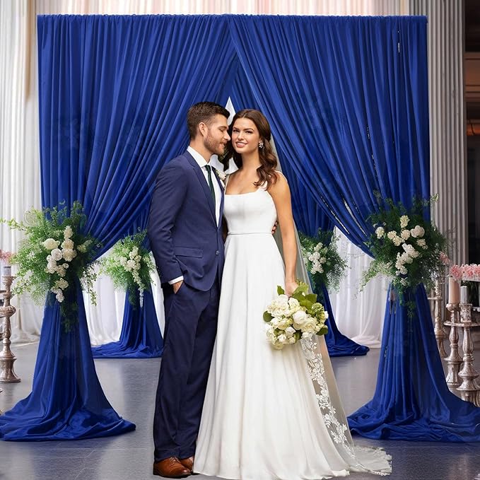 10 x 7 Feet Blue Backdrop Curtain for Partie, Background Curtains for Photoshoot, Birthday, Wedding, Halloween, Thanksgiving, Christmas Day, New Year Party Decorations 5Ft x 7Ft, 2 Panels