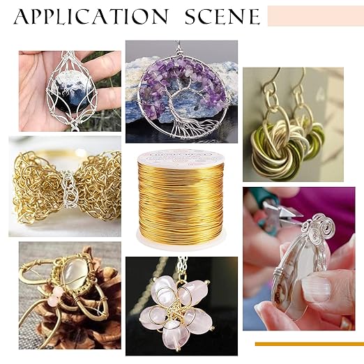 BENECREAT 15 Gauge 220FT Aluminum Jewelry Craft Wire - Anodized Metal Beading Wire for Floral Craft, Gem Wrapping, Necklace & Bracelet Making - Copper Tone