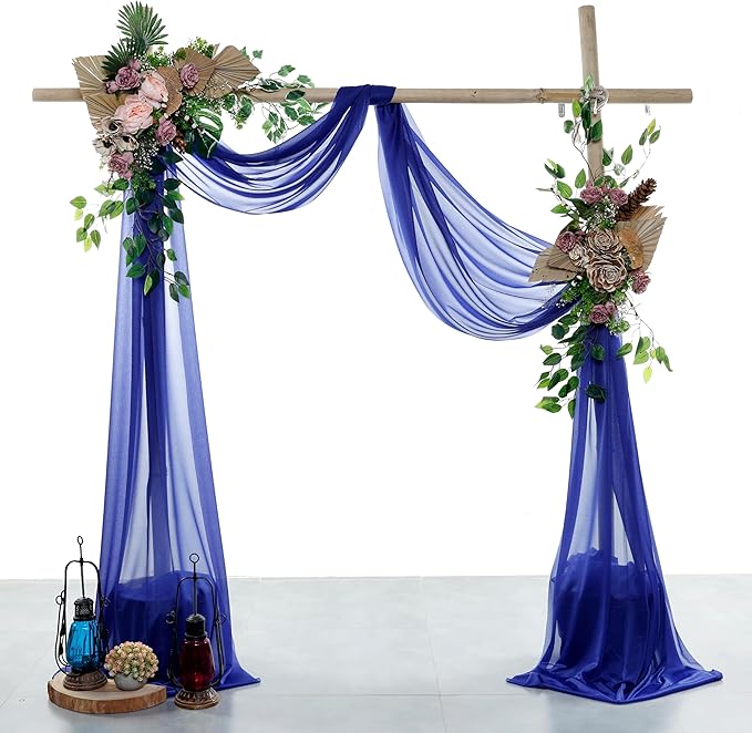 Fabric Royal Blue Sheer Chiffon 3 Panels, 30 x 20 Ft Each