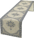 Boho Bohemia Style Table Runner, Vintage Blue Gold Retro Flower Rustic Country Style Floral Print Pattern for Home Kitchen Table Decor Dining Coffee Room Garden Party Decor 13x72in