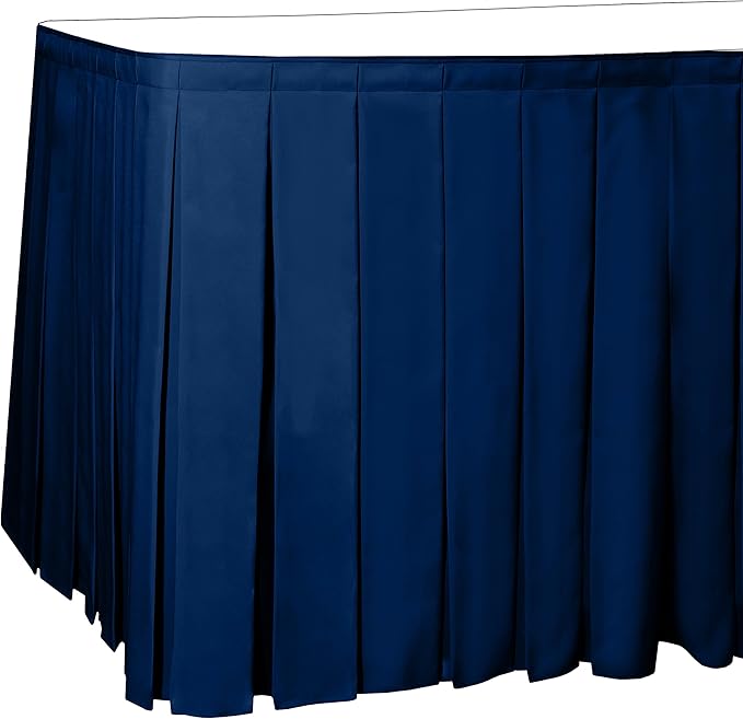Ultimate Textile Pleat Polyester Fabric Table Skirt - Machine Washable Flame Resistant with Clips for Events, Weddings & Trade Shows, Cut & Sewn in Paterson, NJ - Royal, 21' Box Pleat
