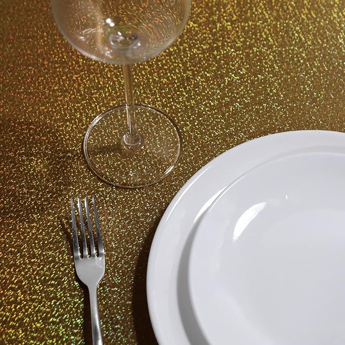 Fitable Black&Gold Sequin Tablecloth for Parties 60x120 Inch - Sparkle Glitter Table Cloth Laser Rectangle Overlay for Wedding Baby Shower Ceremony Birthday Holiday Banquet
