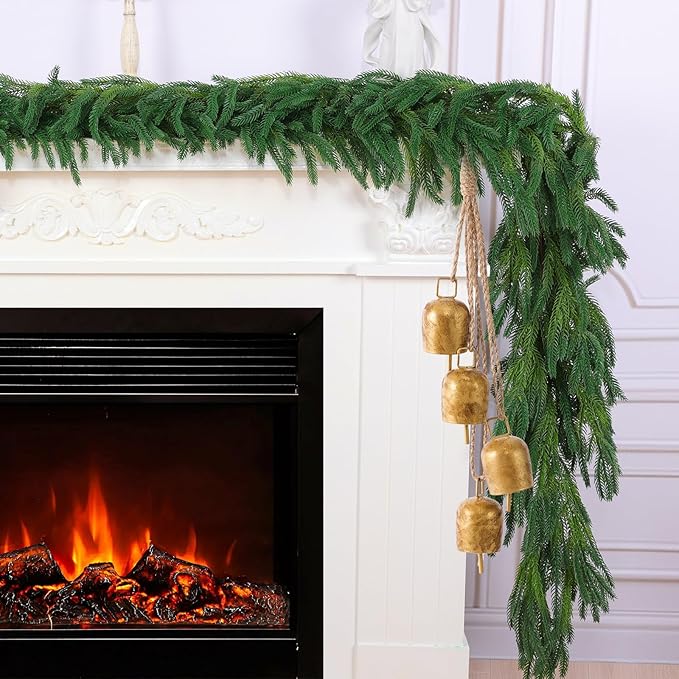 Garlands, Green Plastic Norfolk Pine Style, Set of 2 at 9 Ft Each