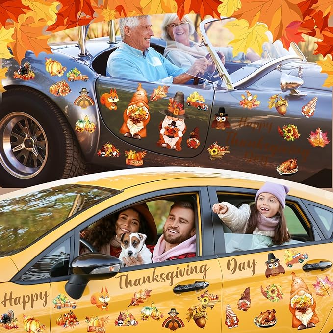 25 Pieces Thanksgiving Harvest Decoration Magnets for Refrigerator, Decorative Magnetic Fridge Stickers, Magnet Fall Autumn Signs Holiday Ornaments for Dishwasher Garage Door Kitchen Mailbox