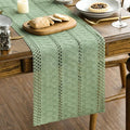Artoid Mode Light Green Farmhouse Woven Rustic Hollow Table Runner, Seasonal Holiday Hollow Kitchen Dining Table Decoration for Home Party Decor 12x72 Inch