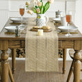 Burlap Farmhouse Woven Rustic Hollow Table Runner – Brown