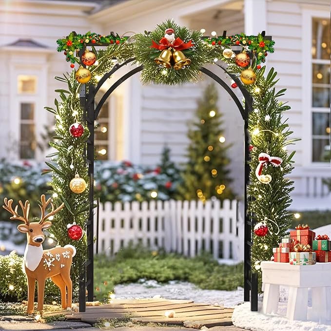 Black Wood Arbor, Classic Style Garden Arch, 63 x 85 in