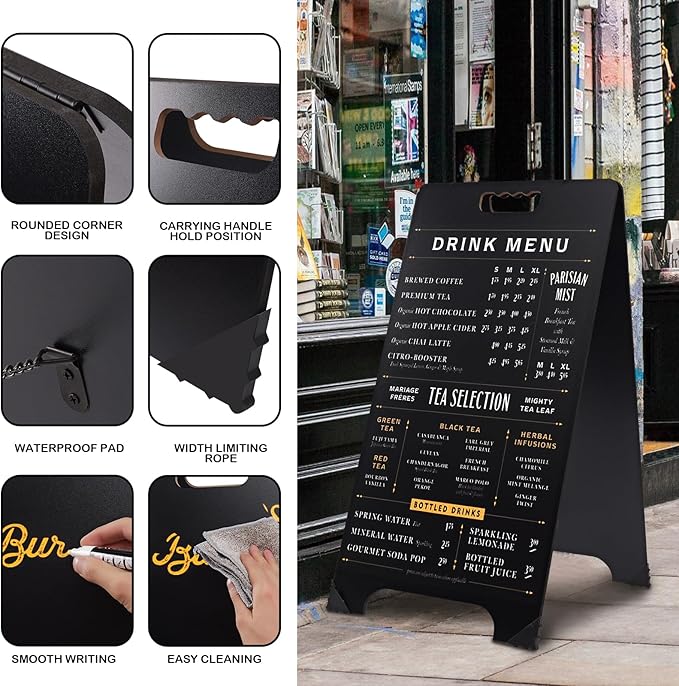 16x32 Double-Sided A-Frame Chalkboard Sign with 8x12 Chalkboard, Liquid & Solid Chalk Markers, Wedding & Event Signage