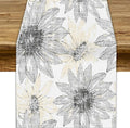 Chrysanthemum Vintage Floral Table Runner, Elegant Grunge Green Sunflower Spring Summer Elegant Pattern Artichokes Flower Table Runner for Party Kitchen Dining Living Room Decor, 13x108 Inch