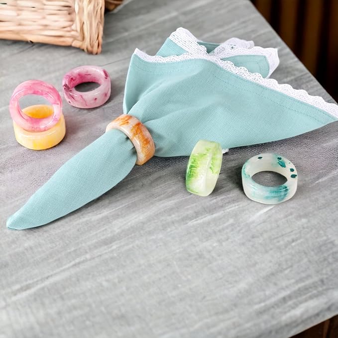Napkin Rings - Set of 12 Pastel Glossy Epoxy Resin Holders