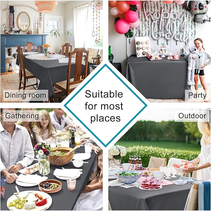 Hiasan Grey Tablecloth for Rectangle Tables - Waterproof and Spillproof Washable Fabric Table Cloth for Dining Room Kitchen Party, 60 x 102 Inch