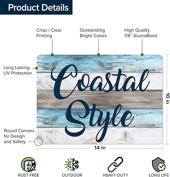 Custom Sign, Custom Street Sign, 11 Font Colors, 13 Font Styles, 4 Hole Options, 22 Sizes, 10x14 Inches, Rust Free DiBound, Fade Resistant, Made in USA by My Sign Center (Coastal)