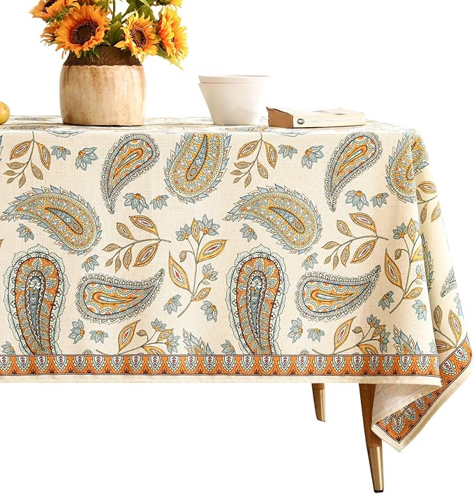 patdrea Designer Vintage French Rectangular Table Cloth,Italian Floral Wrinkle Free Extra Long Tablecloth,Decor Table Cover for Kitchen Dining,Christmas,Tea Party,Thanksgiving,63"x110"-Lysaniya