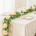 26Ft Artificial Eucalyptus Garlands with Flowers, 4Pcs, 8 Roses