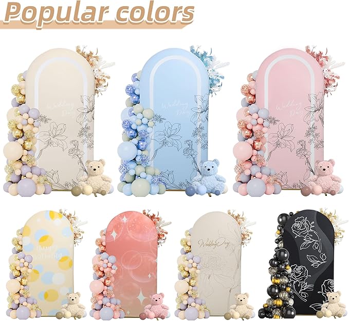 Wedding Arch Cover 7.2FT 6.6FT 6FT Spandex Arch Backdrop Cover Stretchy Backdrop for Wedding Birthday Party Decoration Baby Shower