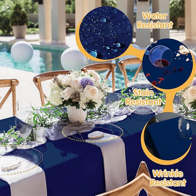 Navy Blue Polyester Tablecloths, Rectangular 60 x 126 in