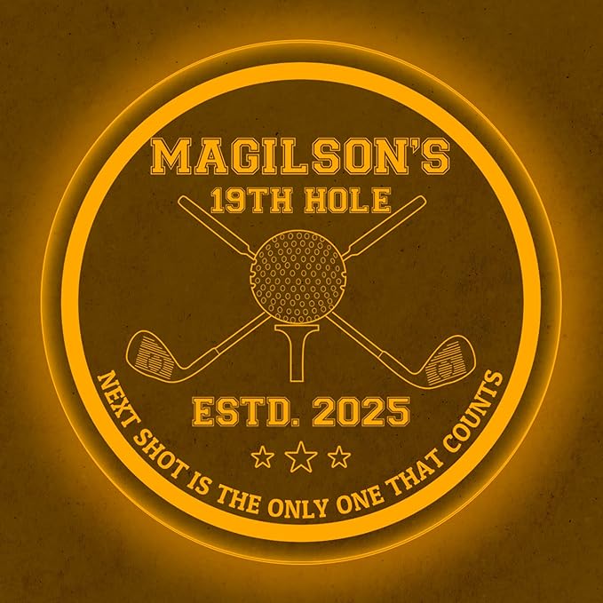Custom Golf LED Bar Sign – Personalized Color Changing Acrylic Wall Decor for Home Bar, Man Cave, Game Room, or Patio (Golf Bar, 20 INCHES)