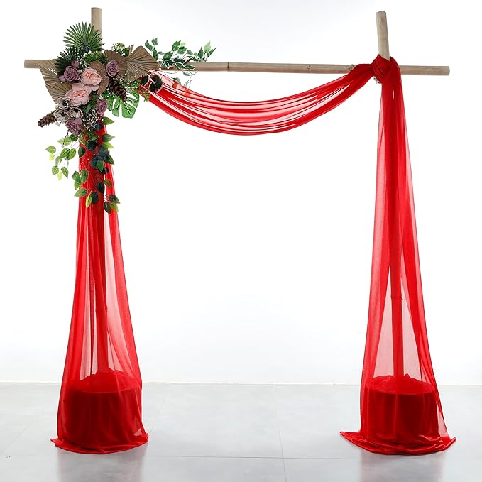 Fabric Panels, Red Sheer Chiffon, 3 Pack, 30 in x 20 ft