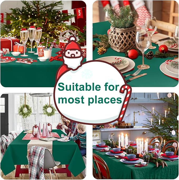 Hiasan Small Tablecloth for Square Tables - Waterproof and Spillproof Washable Fabric Table Cloth for Dining Room Kitchen Party (Emerald Green, 40 x 40 Inch)