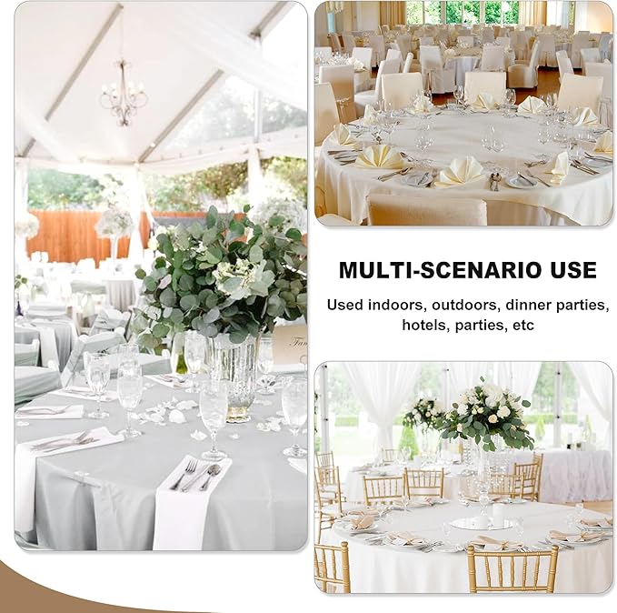 Fitable 8 Pack White Table Cloths 120 Inch Round - Stain Resistant and Washable Tableclothes, Polyester Fabric Table Covers for Wedding, Party, Banquet, Formal Events
