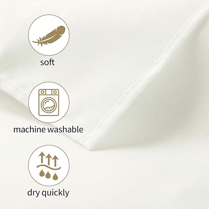 Ascoza 2pack 90x90 Inch Ivory Square in Polyester Fabric Tablecloth for Wedding,Banquet,Restaurant and Parties