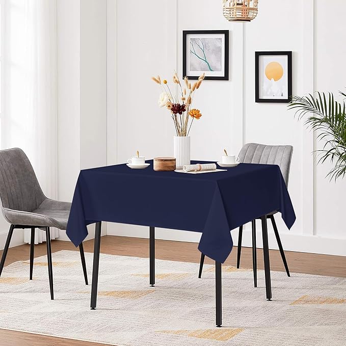 sancua Square Tablecloths 85x85 Inch - Navy Blue Fabric Table Cloth for Square or Round Tables, Washable Polyester Table Cover for Outdoor Party, Birthday, Buffet, Resturant