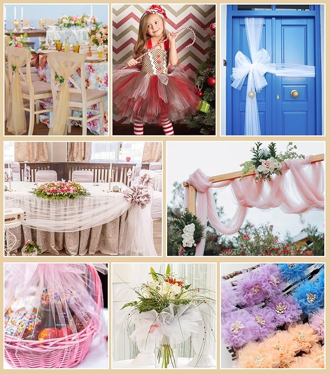 Light Pink Tulle Fabric Roll, 54" x 40 Yards (120FT) Tulle for Wedding Decoration DIY Tutu Party Valentine's Day Backdrop Baby Shower Table Skirts Gift Wrapping