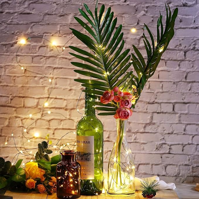 MASHANG Christmas Lights Battery String Lights 33FT 100 Micro LEDs Starry Lights Fairy Lights Firefly Lights with Dark Green Copper Wire for Christmas Tree, Wreath, DIY, Holiday(Warm White, 2 Pack)