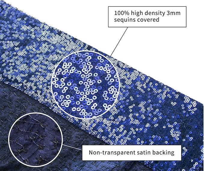 Poise3EHome 10Ft x 10Ft Navy Blue Sequin Backdrop Curtain, Glitter Thick Satin Sequin Background Drapes, Opaque Sparkly Backdrop Curtain, Sequin Backdrop for Xmas Thanksgiving Wedding Party Decor