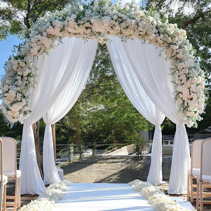 MDS Halloween Chiffon Draping Fabric - 1 Panel, 30" Wide x 20ft Long - Sheer Spooky Arbor & Canopy Drapery for Haunted House Backdrops, Party Ceilings, DIY Costumes & Themed Events - White