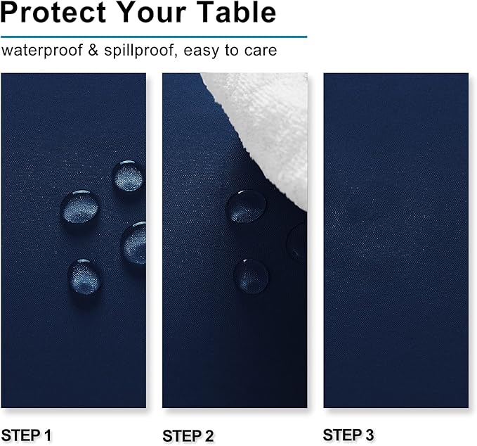 Hiasan Square Tablecloth - Waterproof Washable Polyester Table Cloth for Dining Room Kitchen Party Camping, Navy Blue, 30 x 30 Inch