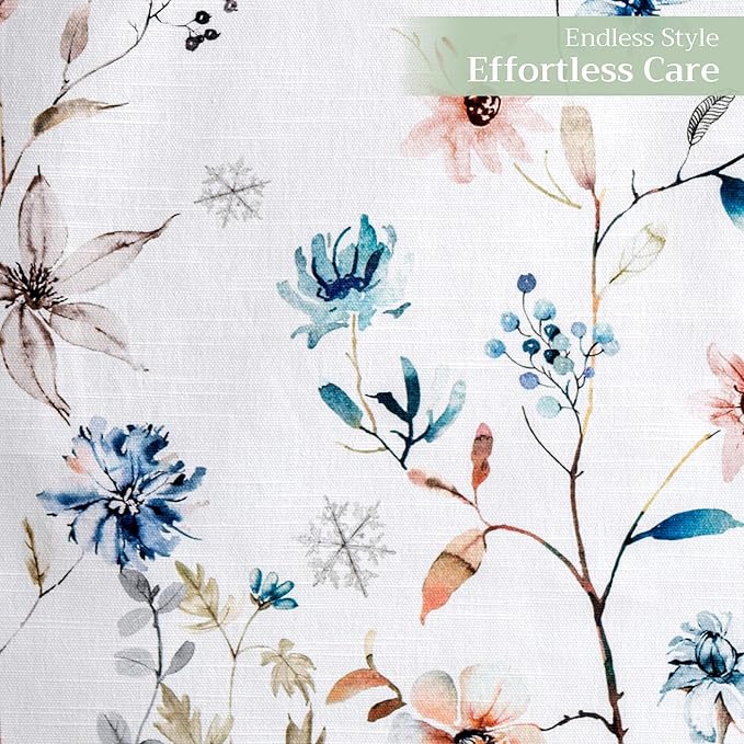 Maison d' Hermine Table Runner 100% Cotton Single Layer Table Runners 72 inches Long for Thanksgiving Christmas Decorations Home Kitchen Dining Party Wedding (Ice Florals, 14.5" x 72")
