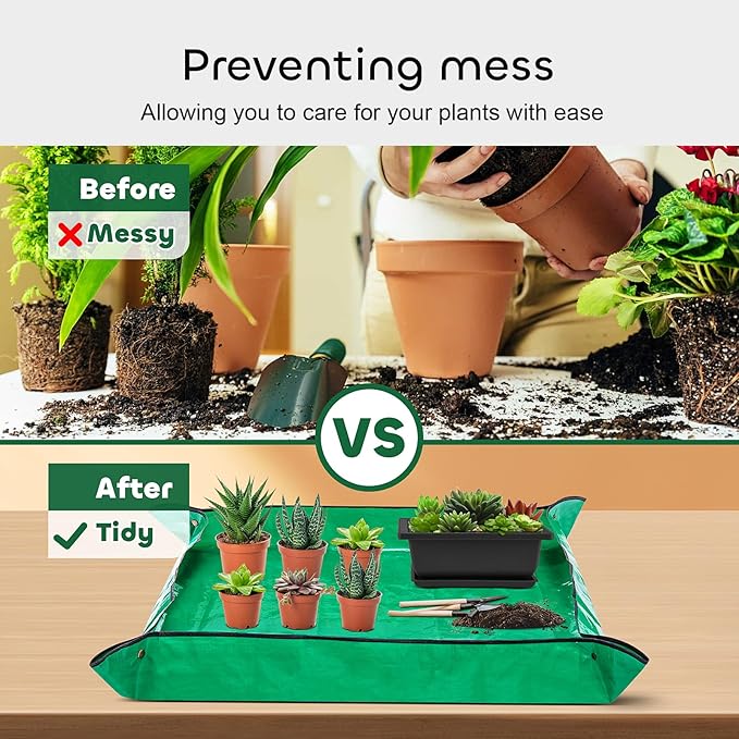 GROWNEER 6 Packs 6.5 Inch Bonsai Training Pots with Drainage Humidity Trays, Bonsai Tree Kits with 1 Repotting Mat, Growing Planter for Garden, Yard, Balcony, Office, Indoor, Outdoor