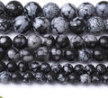 Snowflake Stone Beads for Jewelry Making DIY Craft Gemstone Beads Kit (6mm, 60pcs) Smooth Healing Crystal Beads for Bracelets, Necklaces, Home Decor