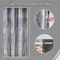 Foil Fringe Backdrop, 3 Pack, Black&Silver Shiny Tinsel Curtains