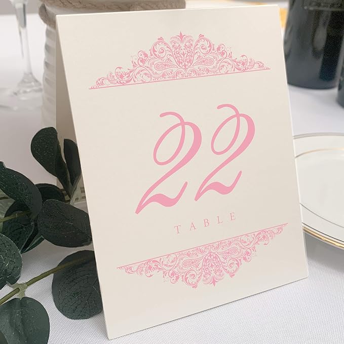 Serveware Accessories - Pink Paisley Table Number Cards 1-200, 4.25 x 5.5 Inch