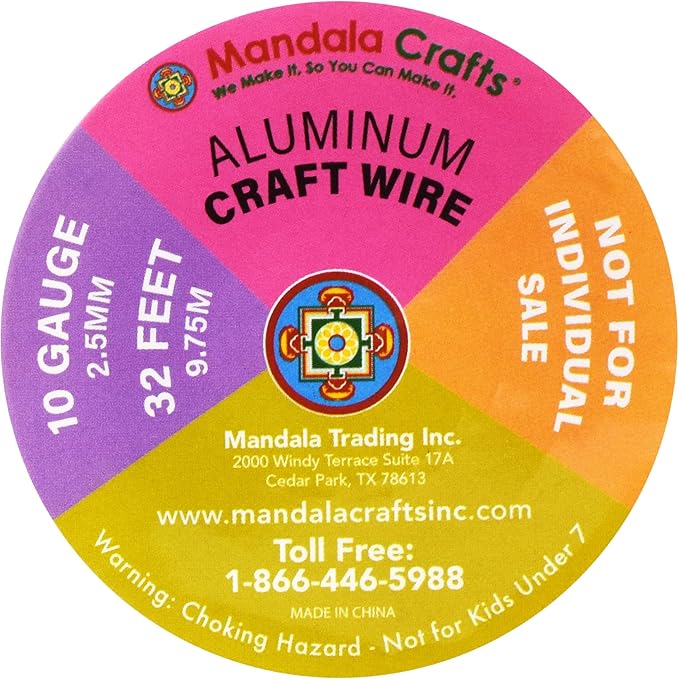 Mandala Crafts 2.5mm 10 Gauge Pastel Color Anodized Aluminum Wire for Sculpting, Armature, Jewelry Making, Gem Metal Wrap, Garden, Colored and Soft, 4 Rolls