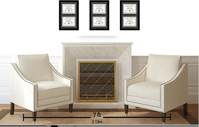 Creative Picture Frames 14X20Bk-B Black Vertical Double Diploma Frame With 2 Opening Black Matting | Holds 2-8X10-Inch Documents With Installed Wall Hanger