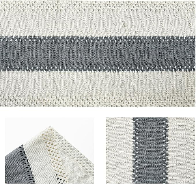 Artoid Mode Dark Grey Farmhouse Rustic Table Runner, Seasonal Holiday Hollow Kitchen Dining Table Decoration for Home Party Decor 12x48 Inch