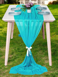 MDS Halloween Chiffon Table Runner - 10 Pack, 29 x 120 Inches, 10ft Each - Sheer Spooky Table Runners for Haunted House Parties, Trick-or-Treat Tables, Witchy Décor, Wedding & Events - Peacock Blue