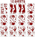 Halloween Window-Clings-Decorations Bloody-Handprint-Footprint