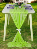 MDS 2 Pack 10ft Chiffon Table Runner 29 x 120 Inches Sheer Wedding Runner Romantic Rustic Table Runner for Wedding Decorations, Birthday Parties, Bridal Shower Party Arch Decor - Parrot Green