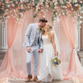 Peach Tulle Backdrop Curtain for Parites, 10x10ft