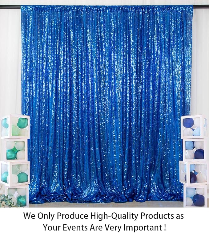 ShinyBeauty Royal Blue 8FTx8FT Sequin Photo Backdrop Sequin Backdrop Curtains Photography Backdrop Happy Birthday Backdrop for Party Chirismas Wedding Prom
