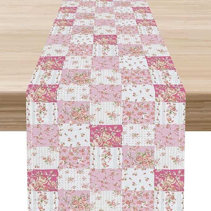 Boho Patchwork Table Runner, Vintage Farmhouse Colorful Wildflowers Bohemian Paisley Flower Table Center Decor for Home Kitchen Dining Patio Holiday Party Indoor Table Decorations, 13"x90" Inch